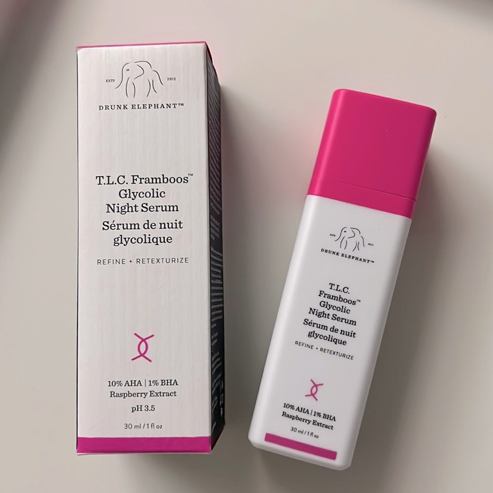 NEW- Drunk Elephant TLC Framboos Glycolic Resurfacing Night Serum (Full Sized)